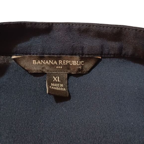 BANANA REPUBLIC Blouse Top Flowy Dark Navy Blue XL Career‎ Office Professional - Picture 6 of 8